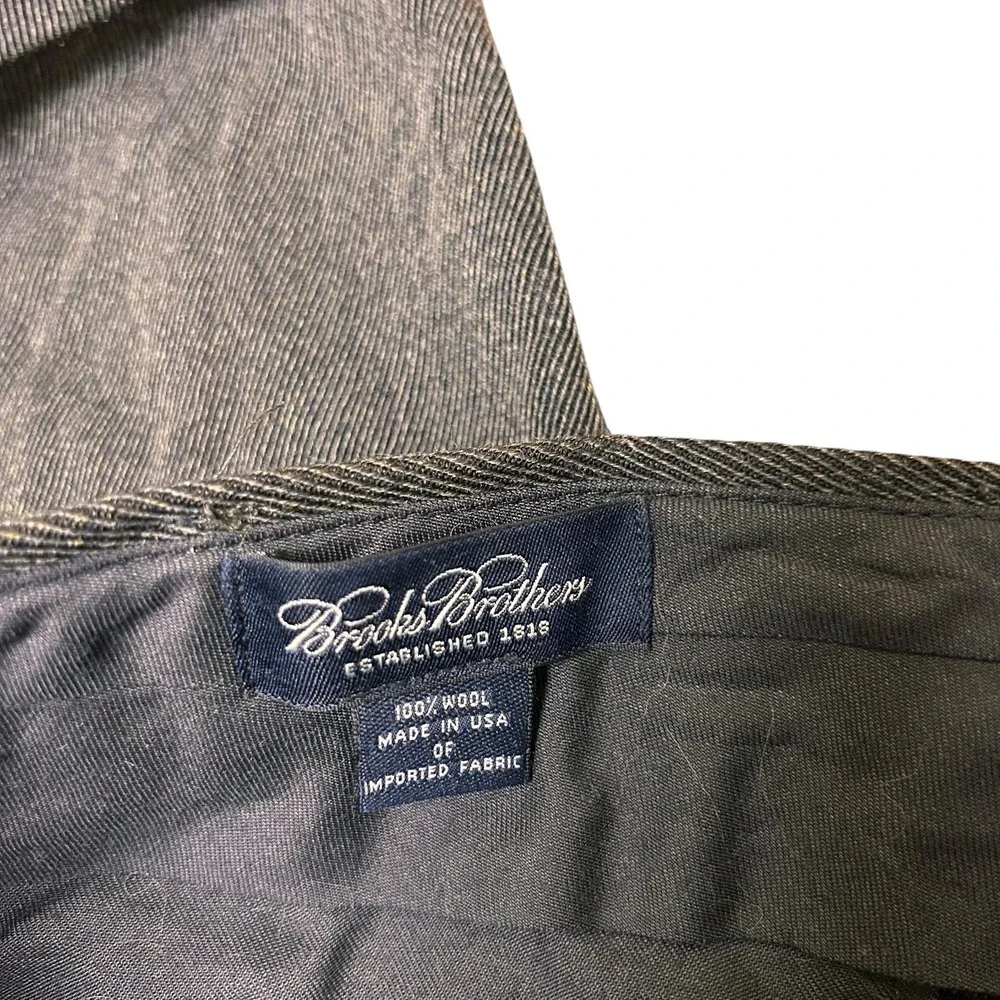 Brooks Brothers VTG Wool Charcoal Pleated Cuffed Light Mens Dress Pants‎ 36x29